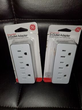GE White Grounded 3-Outlet Adapter - 2 Pack
